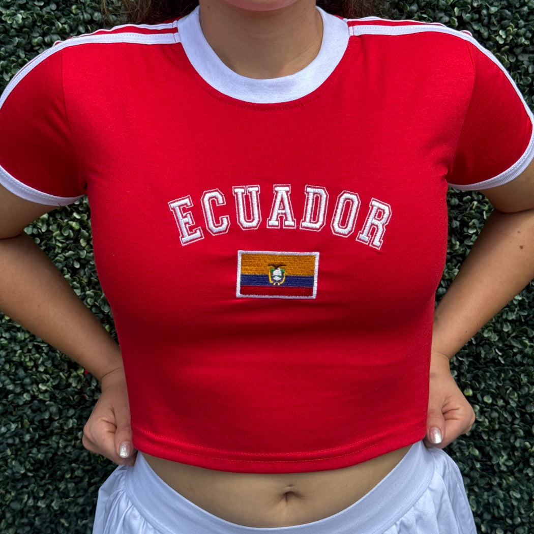 Camiseta Bordada- Ecuador